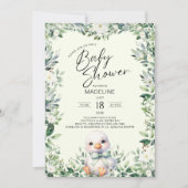 リボンとグリーンがおしゃれなベビーシャワー招待状 招待状 (正面)