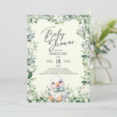 リボンとグリーンがおしゃれなベビーシャワー招待状 招待状 (スタンド正面)