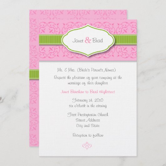 リボンとシール結婚式招待状 招待状 (正面/裏面)