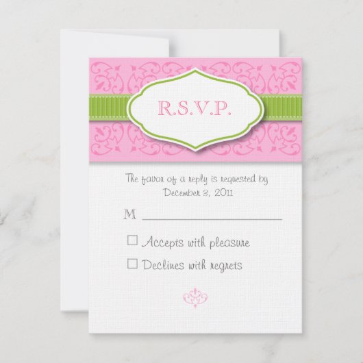 リボンとシ結婚ールの応答カード 出欠カード (正面)