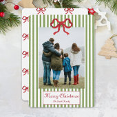リボンとストライプのクリスマスカード 招待状