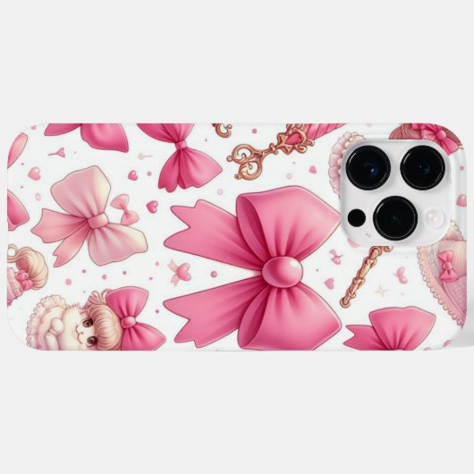 リボンとチェリーパターン Case-Mate iPhoneケース (裏面 (横))