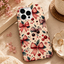 リボンとチェリーパターン Case-Mate iPhone 14 PRO MAXケース