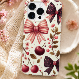 リボンとチェリーパターン Case-Mate iPhone 14 PRO MAXケース