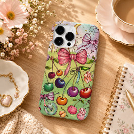 リボンとチェリーパターン Case-Mate iPhone 14 PRO MAXケース