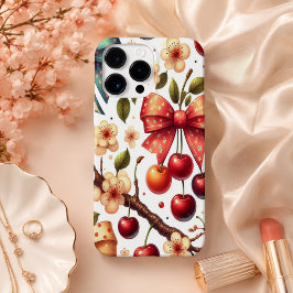 リボンとチェリーパターン Case-Mate iPhone 14 PRO MAXケース