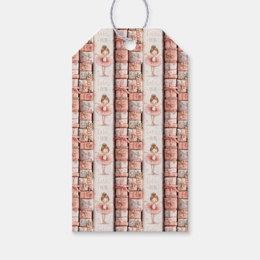 リボンとチュチュの パステルバレエ テーマ ギフトタグ (正面)