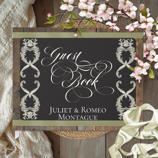 リボンとハートの結婚式 - セージ ゲストブック