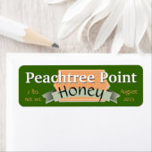 リボンとバナーハニーパーソナライズされたジャー ラベル (インサイチュ)