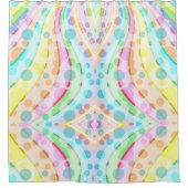 リボンとバブルのパステルレインボー シャワーカーテン (正面)