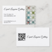 リボンとバラキルトフルカスタマイズ可能なBizカード 名刺 (正面/裏面)