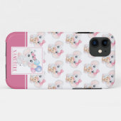 リボンとバルーン柄のガーリーピンクの象 Case-Mate iPhoneケース (裏面(横))