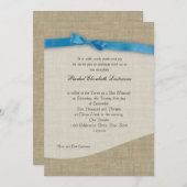 リボンとバーラップバルミツワー 招待状 (正面/裏面)