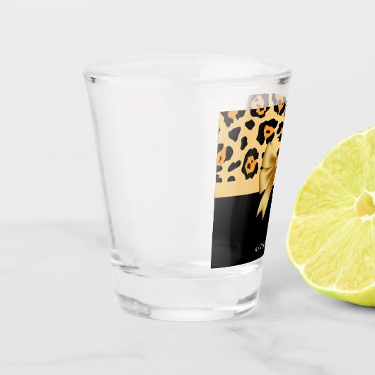 リボンとヒョウの印刷 ショットグラス (左)