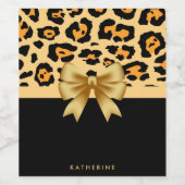 リボンとヒョウ印刷 ワインラベル (シングルラベル)