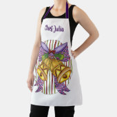 リボンとボウが付いたキュートなクリスマスジングルベル エプロン (インサイチュ)