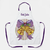 リボンとボウが付いたキュートなクリスマスジングルベル エプロン (正面)