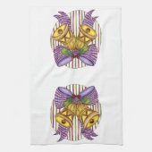 リボンとボウが付いたキュートなクリスマスジングルベル キッチンタオル (縦)