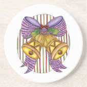 リボンとボウが付いたキュートなクリスマスジングルベル コースター (正面)