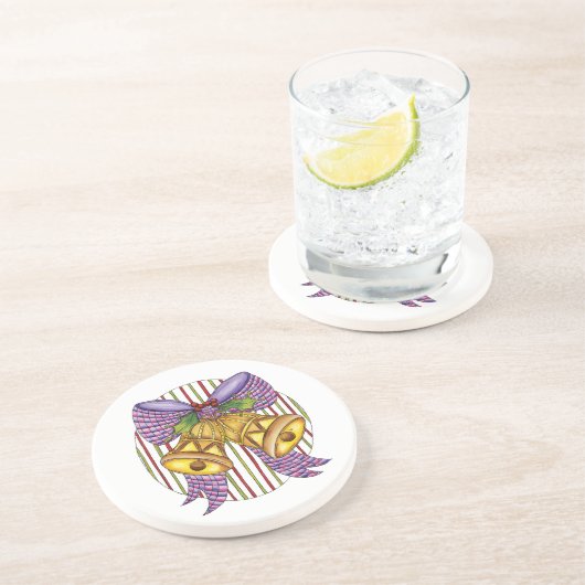 リボンとボウが付いたキュートなクリスマスジングルベル コースター (側面)