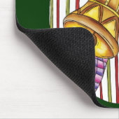 リボンとボウが付いたキュートなクリスマスジングルベル マウスパッド (コーナー)