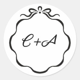 リボンとボウイニシャル結婚ズ ラウンドシール