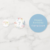 リボンとボウズ明るい水の色の誕生日女の子 コンフェッティ (正面)