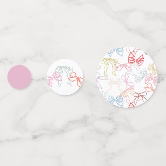 リボンとボウズ明るい水の色の誕生日女の子 コンフェッティ (裏面)