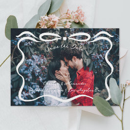 リボンとボウフォトを埋め込む セーブザデート