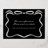 リボンとボウフォトを埋め込む 箔招待状 (裏面)