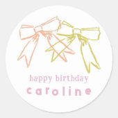 リボンとボウ誕生日 ラウンドシール (正面)