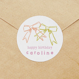リボンとボウ誕生日 ラウンドシール