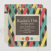 リボンとボタンの招待状 招待状 (正面/裏面)