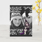 リボンとレースの入ったゴシックの誕生日写真カード –  カード (黄色い花)