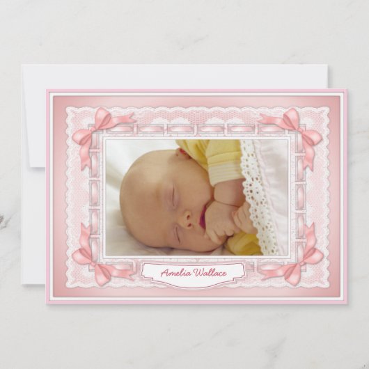 リボンとレーステンプレート – ピンク (正面)