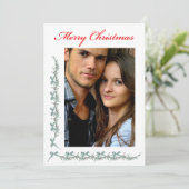 リボンと小さな枝 - 写真とクリスマスのメッセージ シーズンカード (スタンド正面)