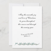 リボンと小さな枝 - 写真とクリスマスのメッセージ シーズンカード (裏面)