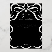 リボンと弓の写真のインク 箔招待状 (裏面)