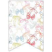 リボンと弓の水の色の女の子バースデーパーティー バンティングフラッグ (第1の旗)