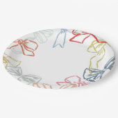 リボンと弓の水の色の女の子バースデーパーティー ペーパープレート (アングル)