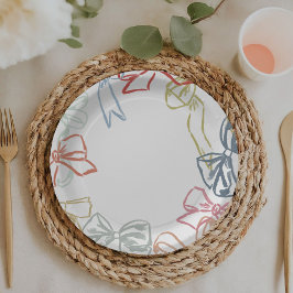 リボンと弓の水の色の女の子バースデーパーティー ペーパープレート