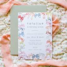 リボンと弓の水の色の女の子バースデーパーティー