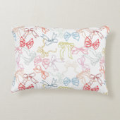 リボンと弓の水色の女の子パーソナライズされた アクセントクッション (裏面)