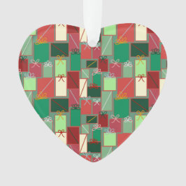 リボンと弓を使ったクリスマスプレゼント オーナメント