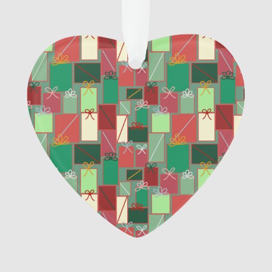 リボンと弓を使ったクリスマスプレゼント オーナメント (正面)