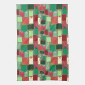 リボンと弓を使ったクリスマスプレゼント キッチンタオル (縦)
