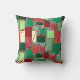 リボンと弓を使ったクリスマスプレゼント クッション