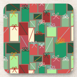 リボンと弓を使ったクリスマスプレゼント コースター