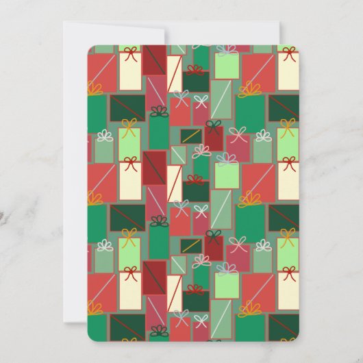 リボンと弓を使ったクリスマスプレゼント 招待状 (正面)