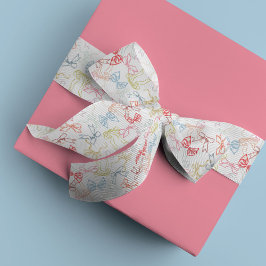 リボンと弓カラフルの水色 グログランリボン